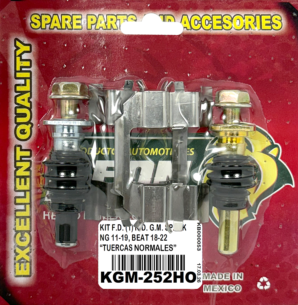KIT F.D. (1) R.D. G.M. BEAT 18-21, SPARK 11-18 4C. 1.2, 1.4L 8801 D1590 (KC252) “TUERCAS NORMALES”