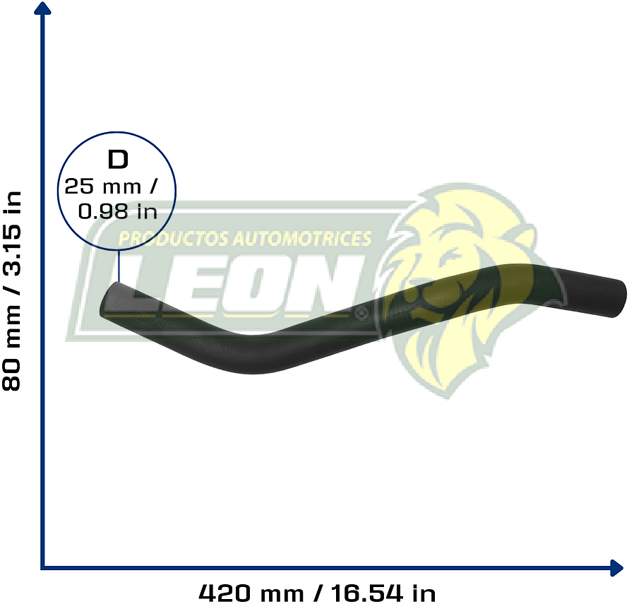 MANGUERA RAD INF. HONDA CIVIC 1.7L 01-05, ACURA EL L4 1.7L 03-05 (19502PLD000) Ø: 26 mm, L: 100x400 mm, LONGITUD: 470 mm