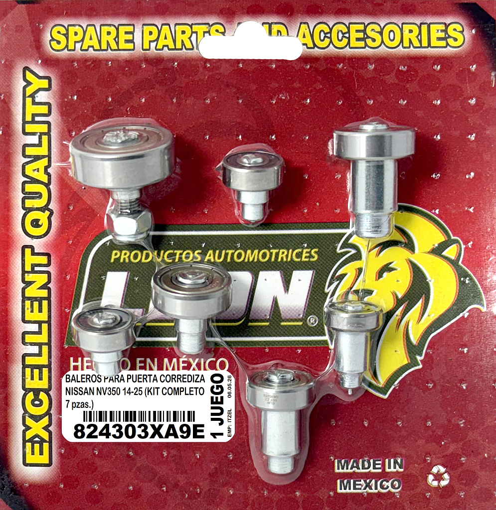 BALEROS PARA PUERTA CORREDIZA NISSAN NV350 14-25 (KIT COMPLETO 7 pzas.)