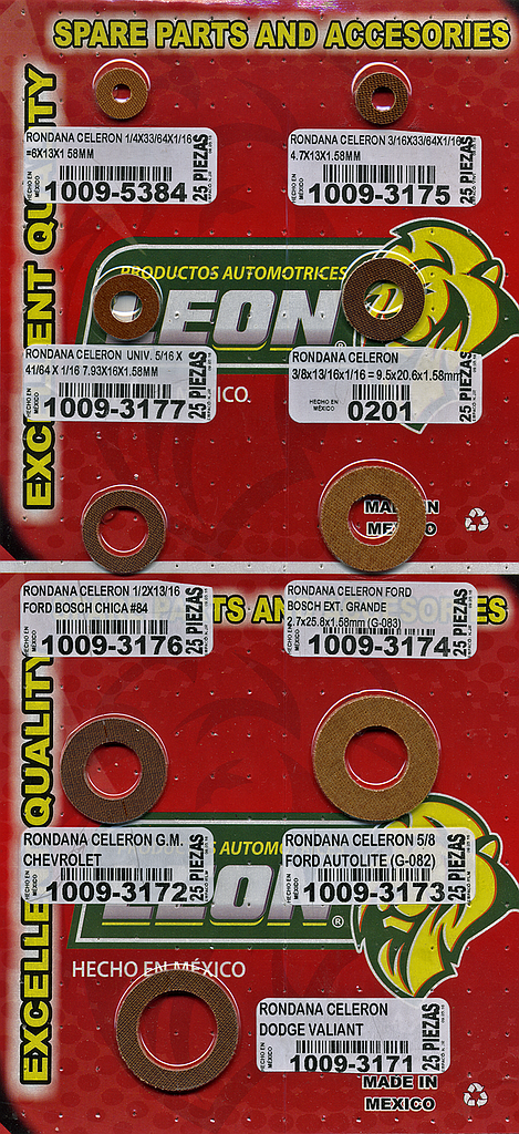 MUESTRARIO DE RONDANAS CELERON o BAQUELITA