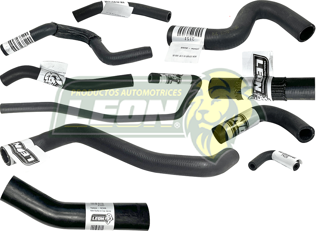 MANGUERAS MOLDEADAS DE ENFRIAMIENTO NISSAN TSURU III 1.6L 93-17 (KIT c/10 pzas.) LEÓN