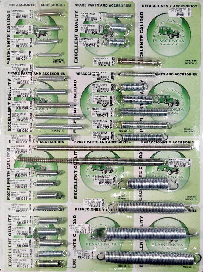 MUESTRARIO DE RESORTES COMPRESION Y TENSION UNIVERSALES DEL (RE-C51 AL RE-C95)