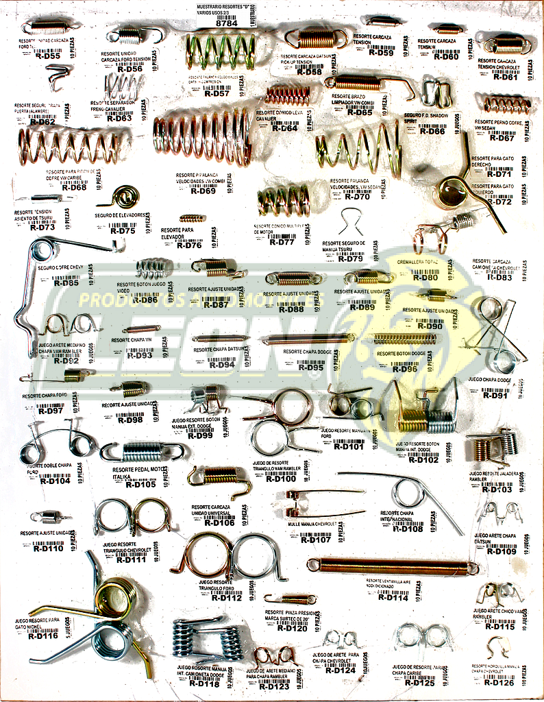 MUESTRARIO DE RESORTES VARIOS USOS “R-D” TABLA 2