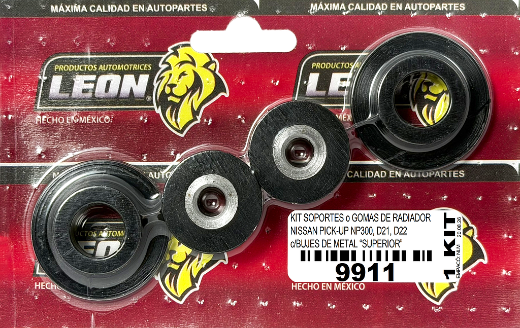 KIT SOPORTES o GOMAS DE RADIADOR NISSAN PICK-UP NP300, D21, D22 c/BUJES DE METAL “SUPERIOR”