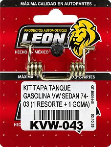 KIT TAPA TANQUE GASOLINA VW SEDAN 74-03 (1 RESORTE + 1 GOMA)