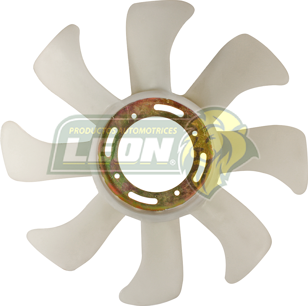 VENTILADOR NAILON HYUNDAI H100, H1000 GASOLINA, TOYOTA 22R 8 ASPAS CENTRO DE METAL ØI: 10.5 cm, ØE: 42 cm