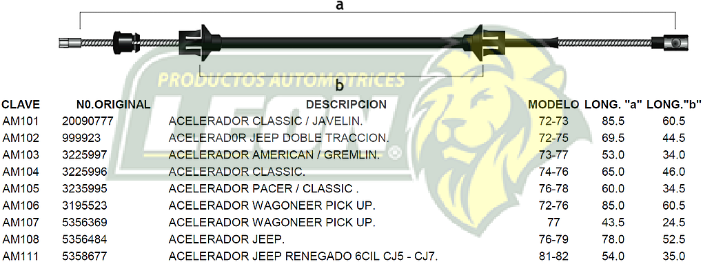 CHICOTE ACEL. WAGONEER PK-UP 77-