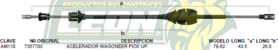 CHICOTE ACEL. WAGONEER PK-UP 78-82