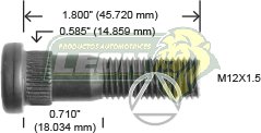 BIRLO RUEDA CHRYSLER GRAN CARAVAN, VOYAGER 93-97 R.D. Y R.T. 12x1.5x46 mm ASTR. .591”