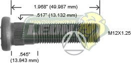 BIRLO RUEDA NISSAN PK-UP, MAXIMA, ICHIVAN 78-96 R.D. Y R.T. 12x1.25x49.98 mm ASTR. .517”