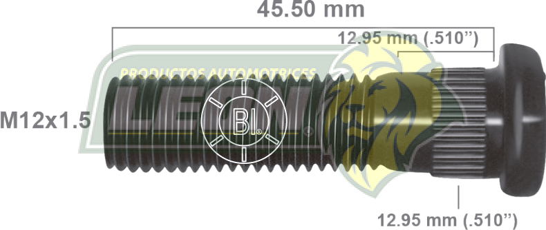 BIRLO RUEDA ATTITUDE, ATOS 05-11, i10 07-12, VERNA 07-11, MAZDA 3, 3 SPEED, 3S, 5, GRAND TOURING, VENTURE 00-08, OPTRA 00-05, AVEO 07-09 R.D. Y R.T. 12x1.50x45.50 mm
