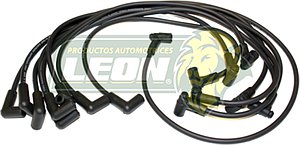 JUEGO DE CABLE BUJIA G.M. BLAZER, JIMMY, 400 SS, C1500, C2500, C3500, C30, CHEYENNE, SILVERADO, EL CAMINO, CAMARO, CHEVELLE, IMPALA, CAPRICE, MALIBU, NOVA, RALLY, MONTECARLO, SUNBIRD, PONTIAC BONEVILLE, FIREBIRD, LEMANS, PHOENIX, OLDSMOBILE OMEGA, STARFIRE 4.3, 4.4, 5.0, 5.7, 6.0, 6.6L  ENC. ELECT. CAPUCHON “CODO” (338)