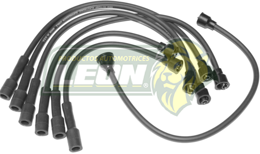 JUEGO DE CABLE BUJIA CHRYSLER DART, CORONET, VALIANT, DUSTER, VOLARE 76-82, D100, 150 6 Cil. M.170, 225 CONV. Y ELEC. 8 mm