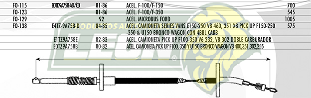 CHICOTE ACEL. F-100, F-150 84-86