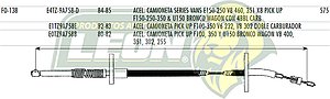 CHICOTE ACEL. FORD CMTA. SERIES VANS E-150, 250 V8 M.460, 351 X8 PK-UP F-150, 250, 350, BRONCO WAGON CON 4BBL CARB. 84-85 575 mm.