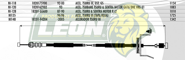 CHICOTE ACEL. TSURU SENTRA 2000