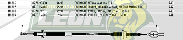 CHICOTE EMBR. TSURU PULSOR SUNNY MOTOR