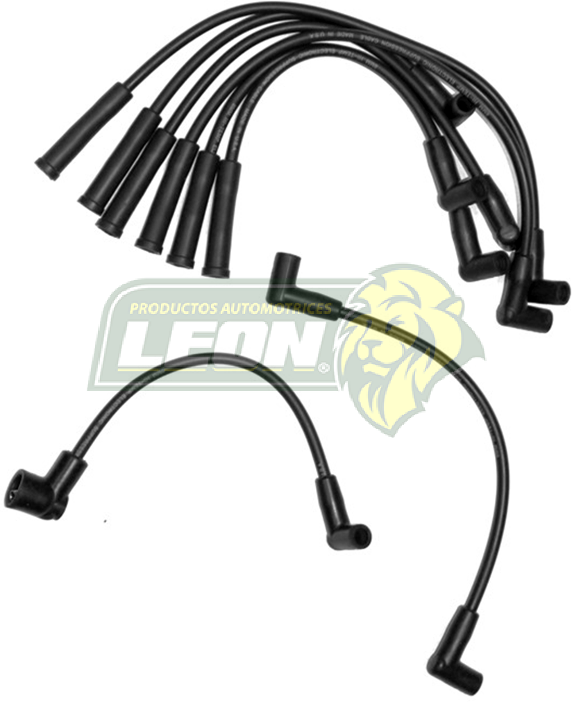 JUEGO DE CABLE BUJIA FORD CMTAS. L3 M.300 4.9L 77-96 ENC. ELEC. (DOS CABLES DE BOBINA) CARB. Y F.I.
