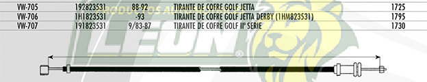 CHICOTE TIRANTE COFRE GOLF, JETTA 88-92