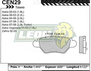 BALATA F.D. ASTRA 1.8, 2.2L 00-04 (TRASERA)