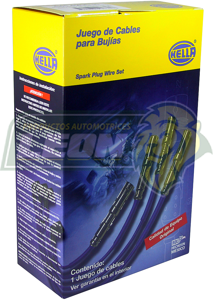 JUEGO DE CABLE BUJIA NEON, STRATUS (SIN BOBINA DOHC) 4C. 2.4L 95-99 (4 CABLES) SILICON 7mm HELLA (CB-142, 040-607)