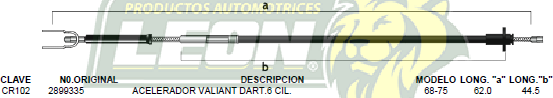 CHICOTE ACEL. VALIANT DART 6C. 68-75