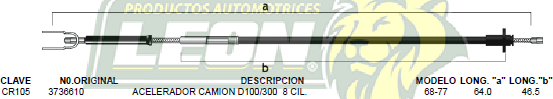 CHICOTE ACEL. CAMION D100, 300 8C. 68-77