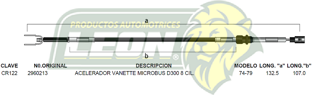 CHICOTE ACEL. VANETTE MICROBUS D-300 8C. 74-79