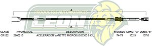 CHICOTE ACEL. VANETTE MICROBUS D-300 8C. 74-79