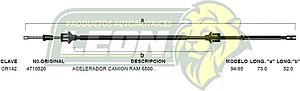 CHICOTE ACEL. CAMION RAM 6500 94-95