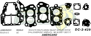 JUNTA CARBURADOR MIKUNI PLYMOUTH-ARROW, 4C 81-82 SOLEX 2G. U.S.A. (JGO.)