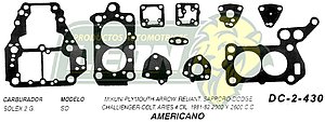 JUNTA CARBURADOR MIKUNI PLYMOUTH-ARROW, 4 Cil 81-82 S.2G. USA (JGO.)