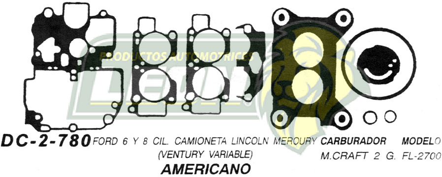 JUNTA CARBURADOR FORD 6, 8 Cil. CTA LINCOLN, MERCURY MOTORCRAFT V.V. U.S.A. (JGO.)