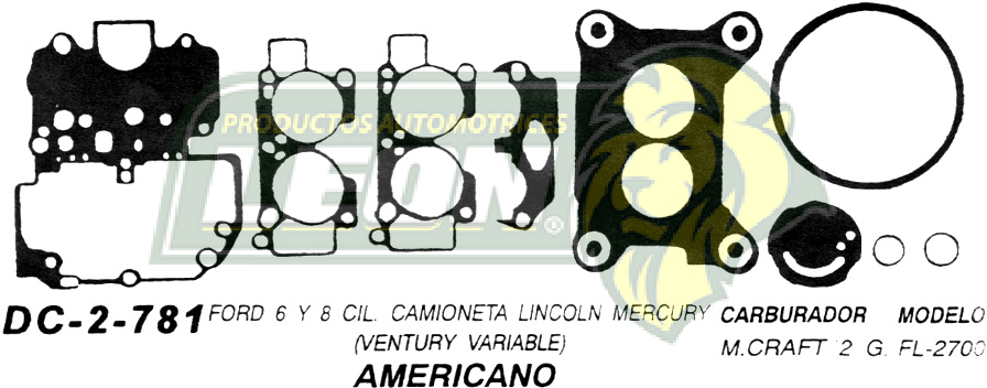 JUNTA CARBURADOR FORD 6, 8 Cil. CMTA LINCOLN, MERCURY MOTORCRAFT V.V. U.S.A. (JGO.)