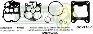 JUNTA CARBURADOR DODGE RAM 88-90 U.S.A. (JGO.)