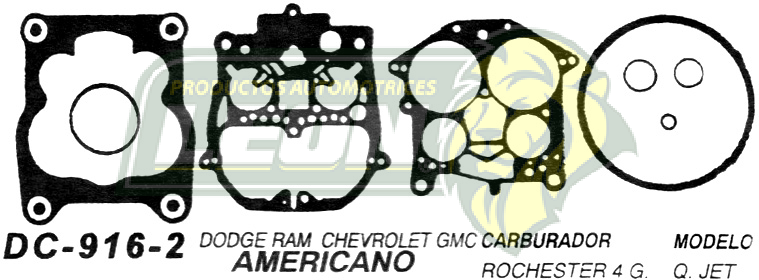 JUNTA CARBURADOR DODGE RAM, GMC IMP. ROCHESTER 4G. U.S.A. (JGO.)