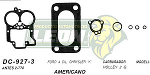JUNTA CARBURADOR FORD 4C, CHRYSLER K HOLLEY 2G. U.S.A. (JGO.)