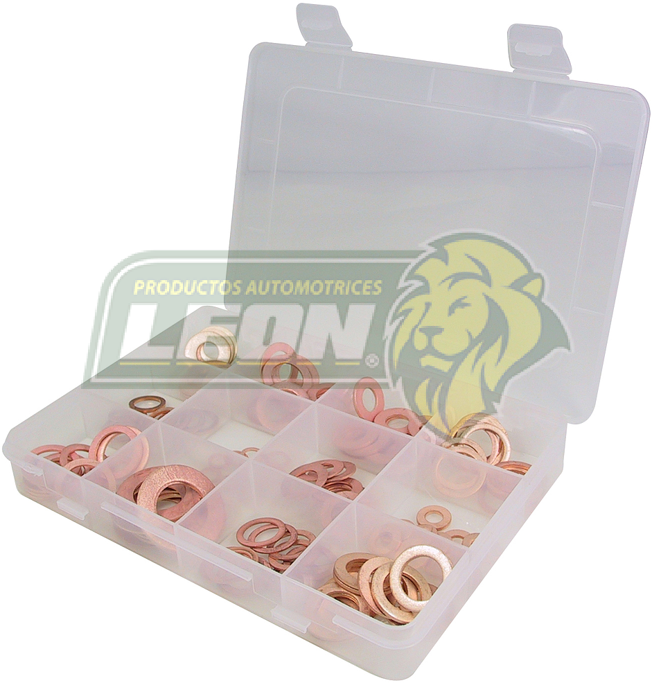 ESTUCHE DE RONDANAS DE COBRE (A) CONT. 12 MED. = 120 pzas. 201-214