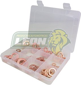 ESTUCHE DE RONDANAS DE COBRE (B) CONT. 12 MED. = 120 pzas. 219-240