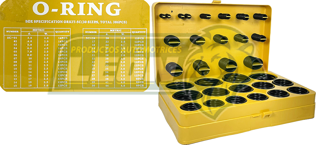 ESTUCHE DE O-RINGS CONT. 30 MED. MILIMETRICAS = 385 pzas NITRILO